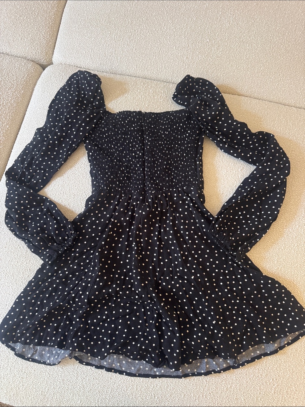 Reformation Black and White Polka Dot Puff-Sleeve Dress - Picture 5 of 7